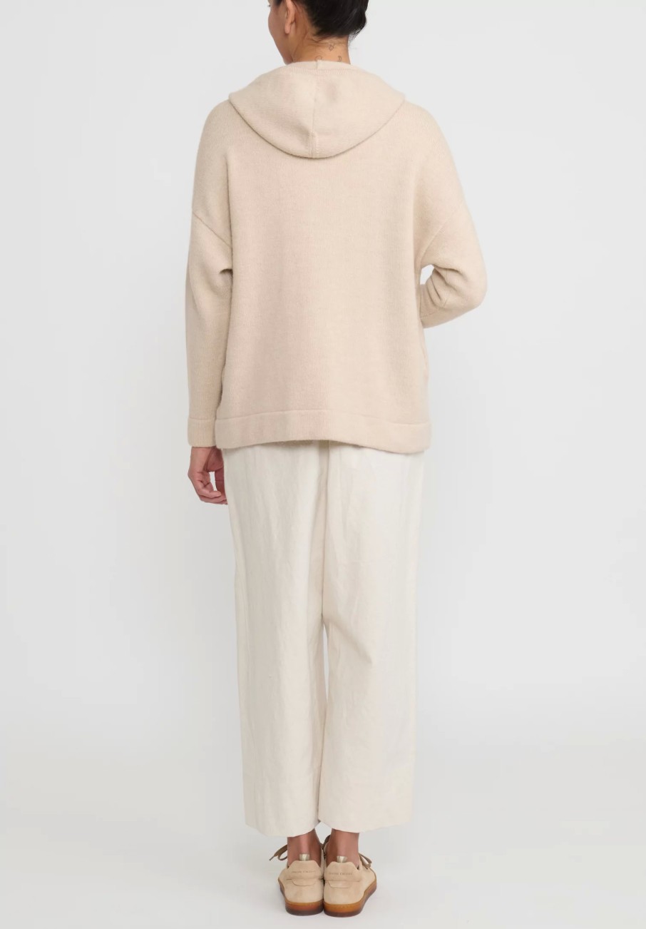 Lauren Manoogian Knitwear | Baby Alpaca Hooded Cardigan In Alabaster White