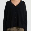 Rundholz Dip Knitwear | Merino Wool And Raccoon Hair V-Neck Cardigan In Black