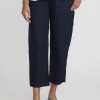 Daniela Gregis Pants | Washed Cotton Sigaretta Elastico Pants In Navy Blue