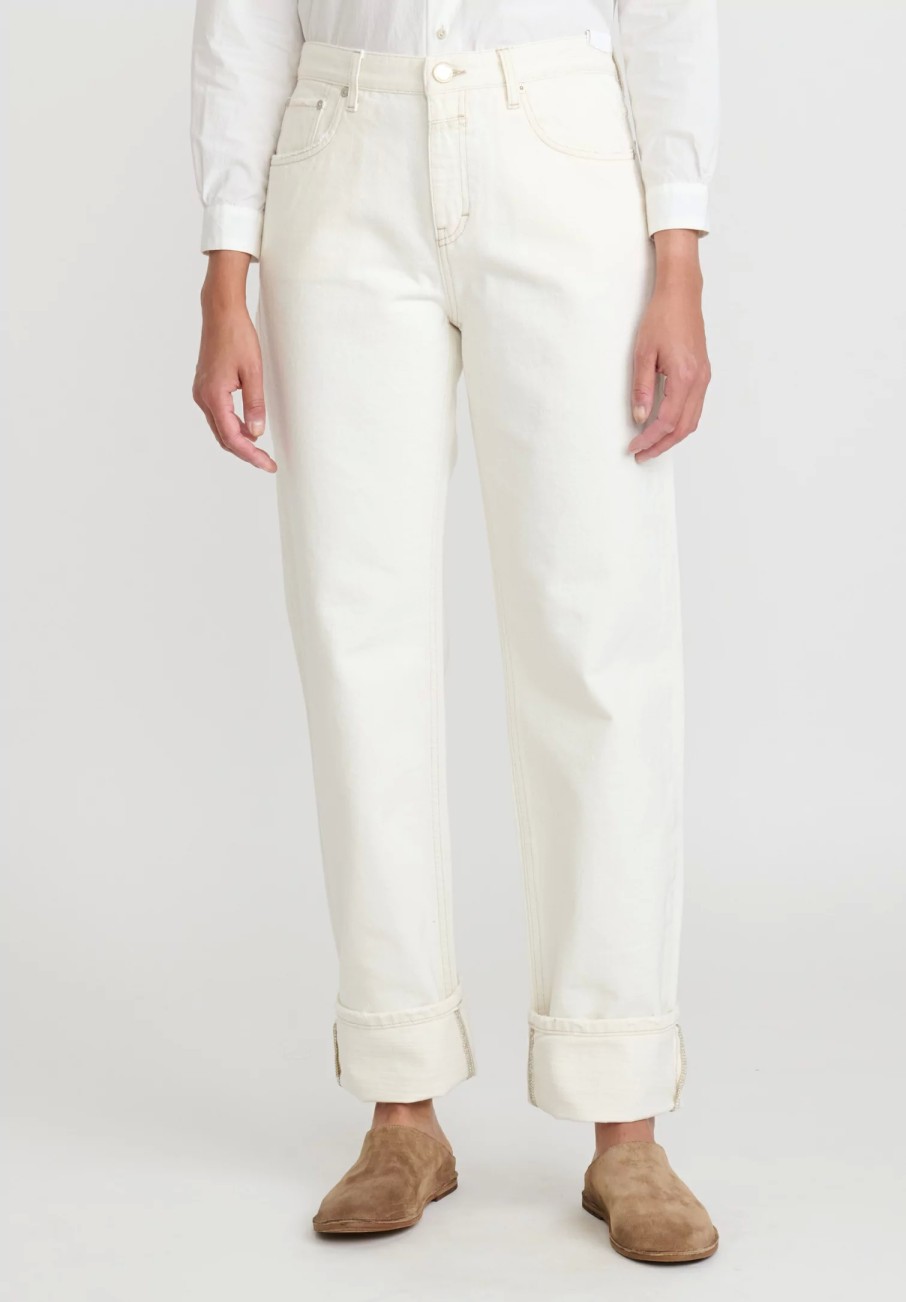 Closed Denim | Cotton Denim Briston Relaxed-Fit Jean In Creme Off White