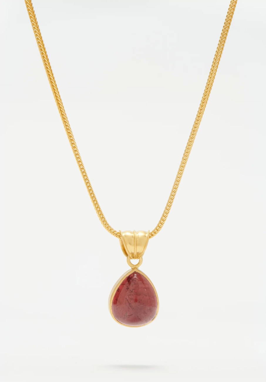 Prounis Pendants | 22K, Rose Tourmaline Tear Pendant