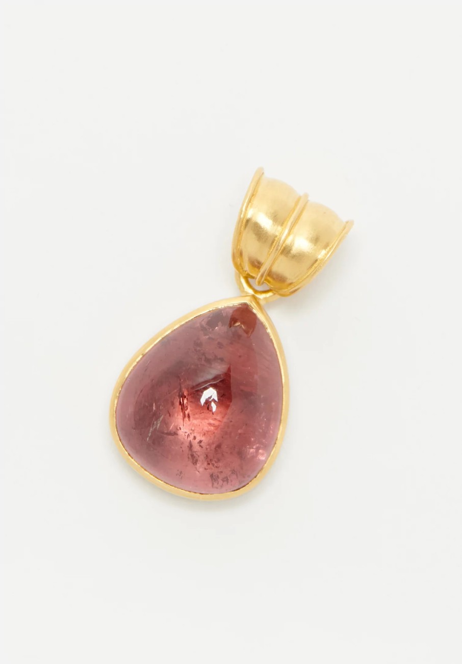 Prounis Pendants | 22K, Rose Tourmaline Tear Pendant