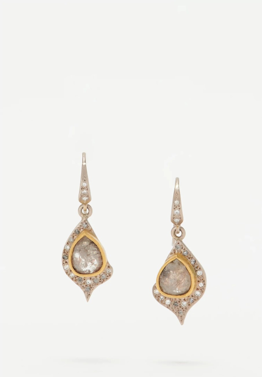 Annie Fensterstock Earrings | 22K, 18K, Grey Diamond Earrings