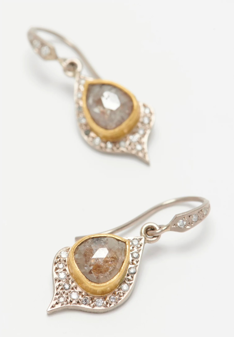 Annie Fensterstock Earrings | 22K, 18K, Grey Diamond Earrings