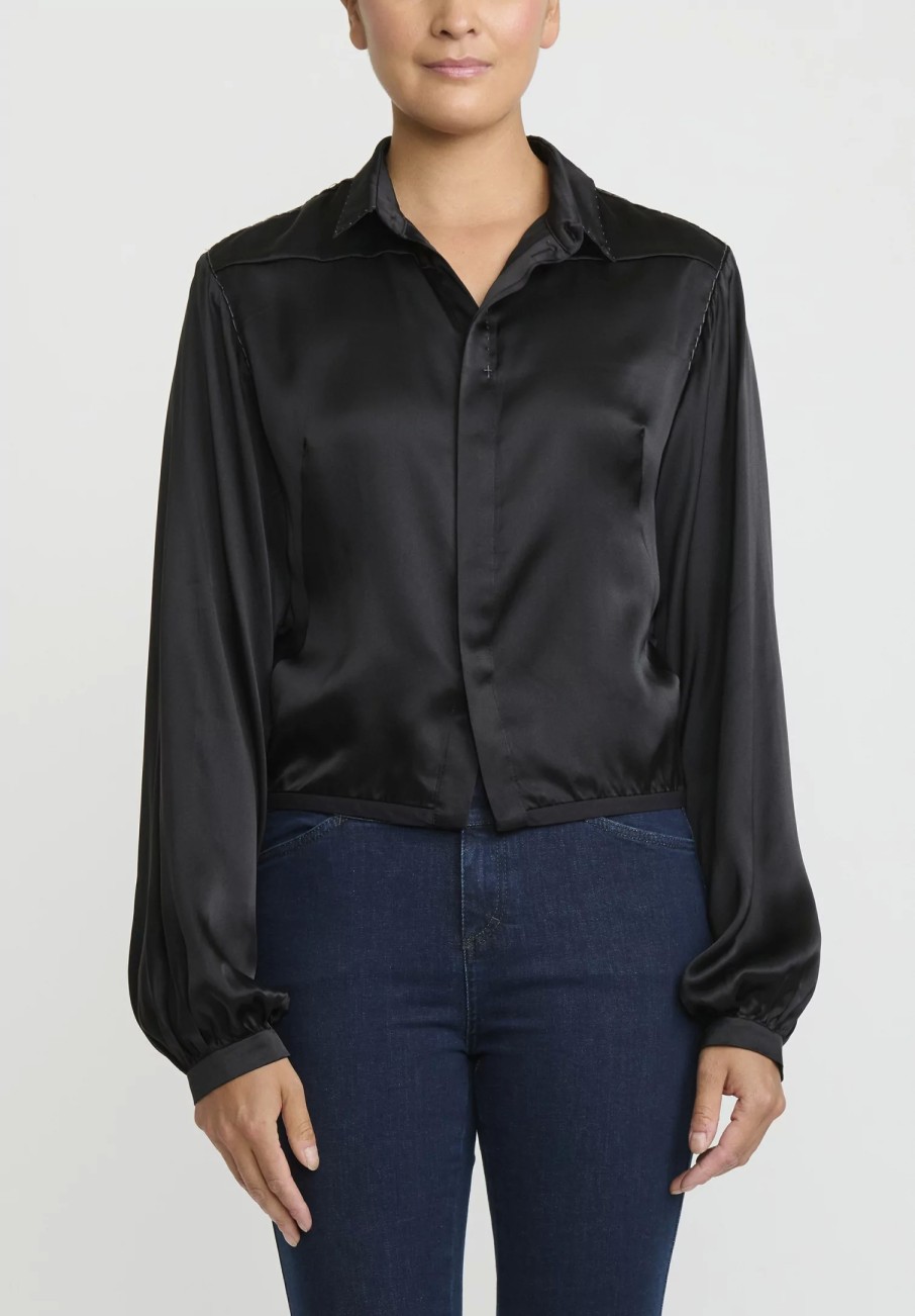 Umit Unal Shirts & Blouses | Silk Short Shirt In Black