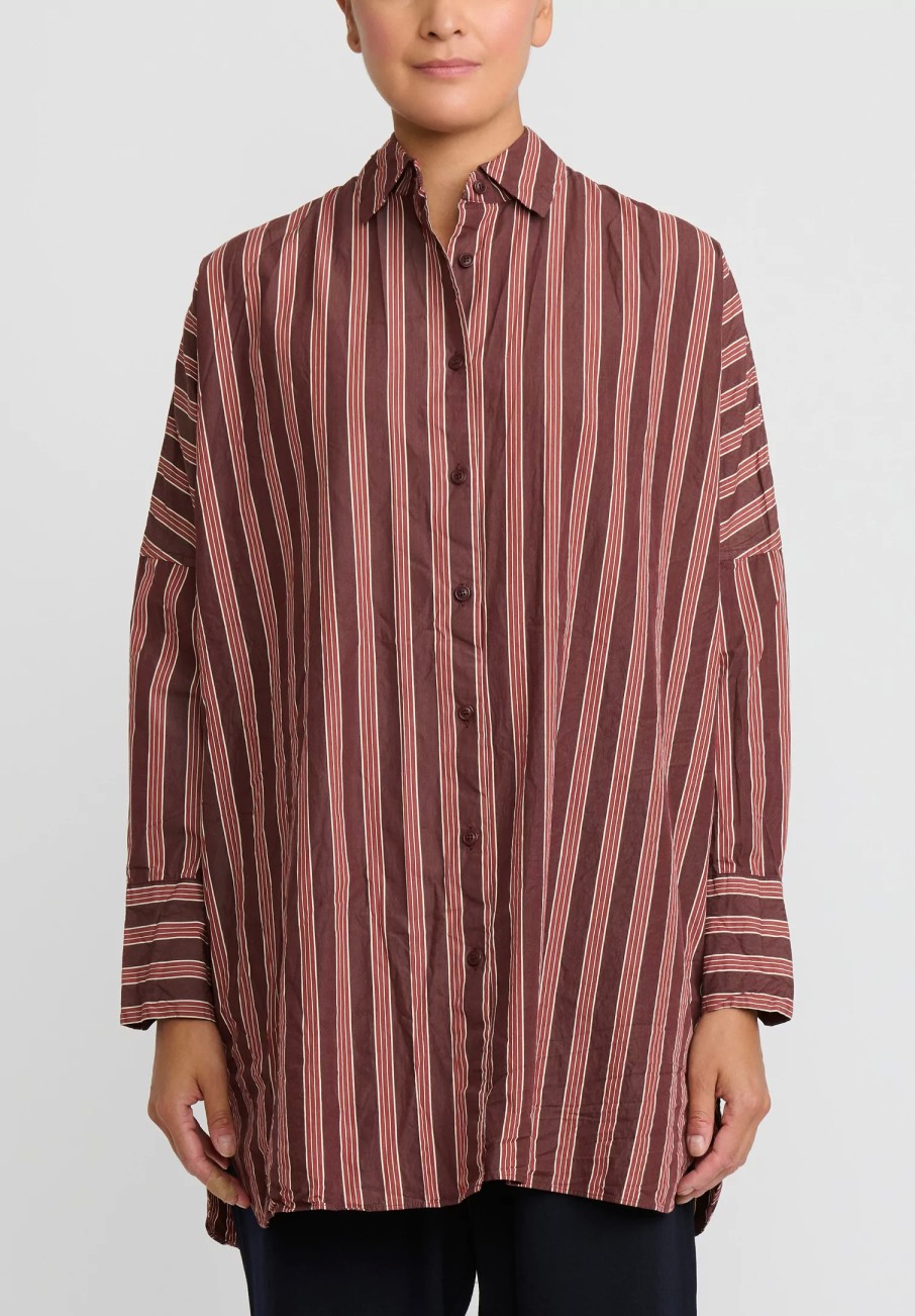 Casey Casey Shirts & Blouses | Long Sleeve Striped ''Ode'' Shirt In Red