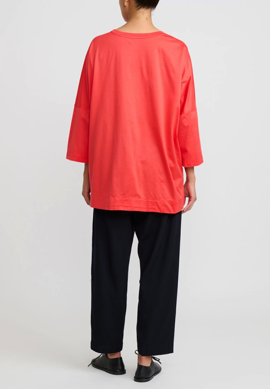 Casey Casey Tops | Cotton Jersey Top In Coral Red