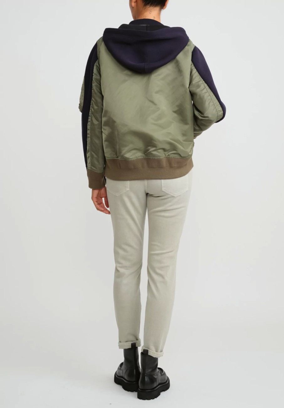 Sacai Jackets | Sponge Sweater Hoodie In Black & Khaki Green