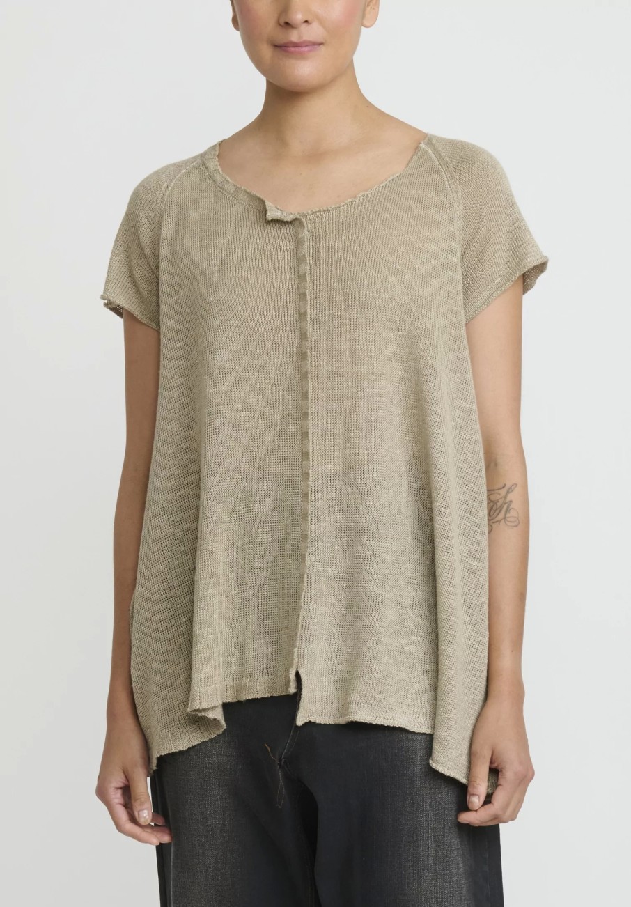 Rundholz Tops | Linen Capped Raglan Sleeve Knit Sweater In Natural Linen