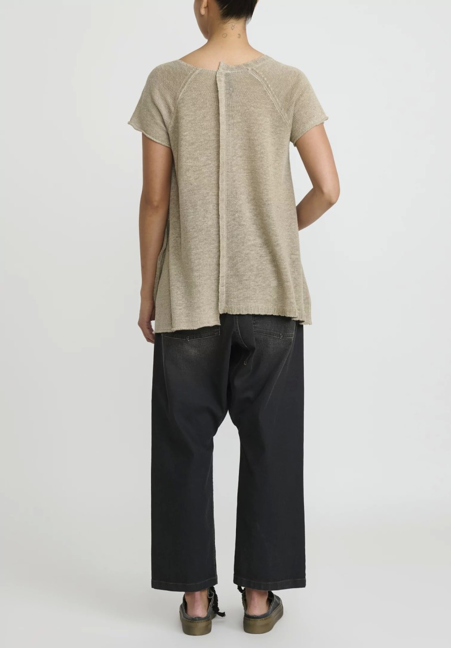 Rundholz Tops | Linen Capped Raglan Sleeve Knit Sweater In Natural Linen