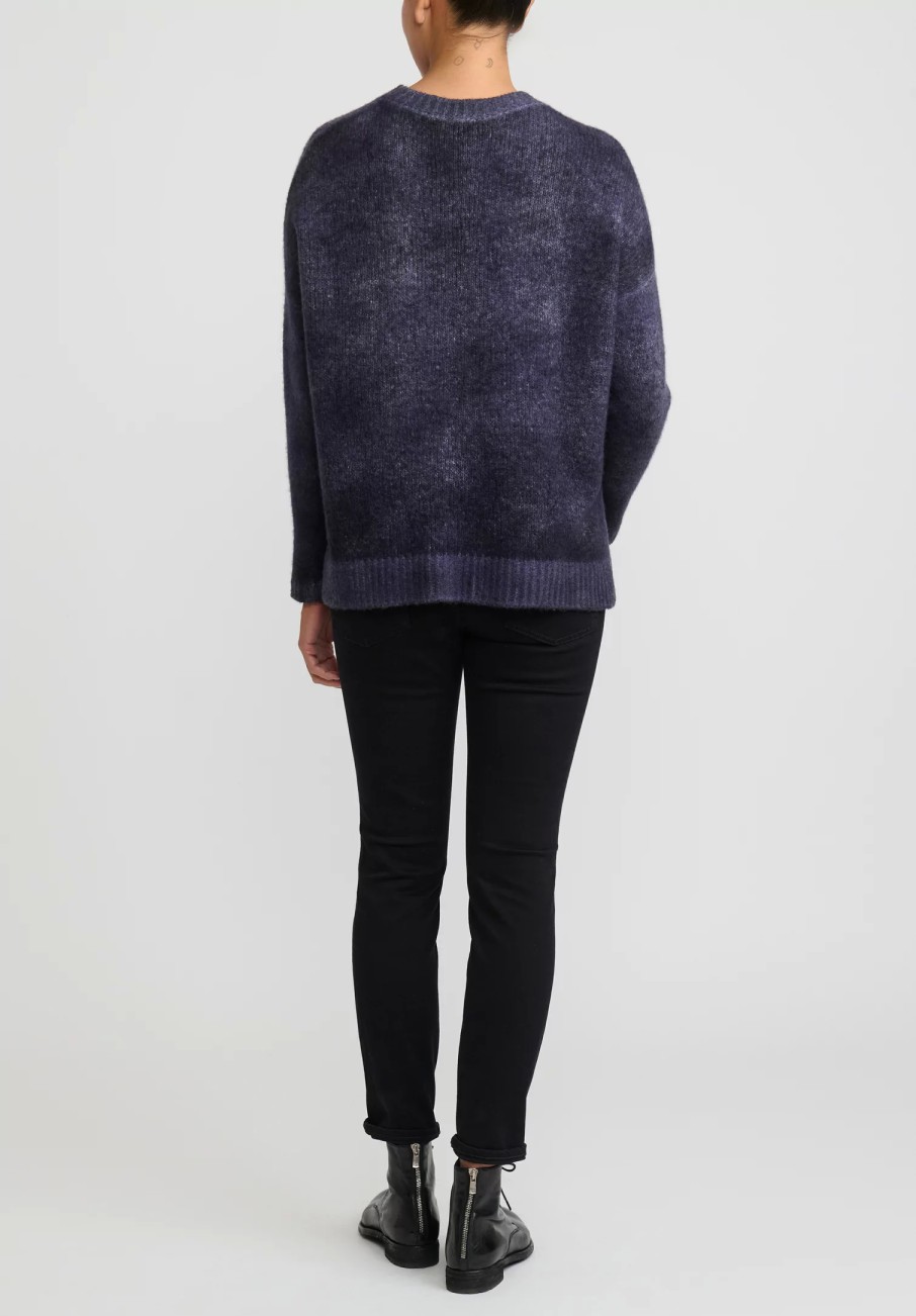 Avant Toi Knitwear | Hand-Painted Cashmere & Silk Oversized Sweater In Nero Prune Purple