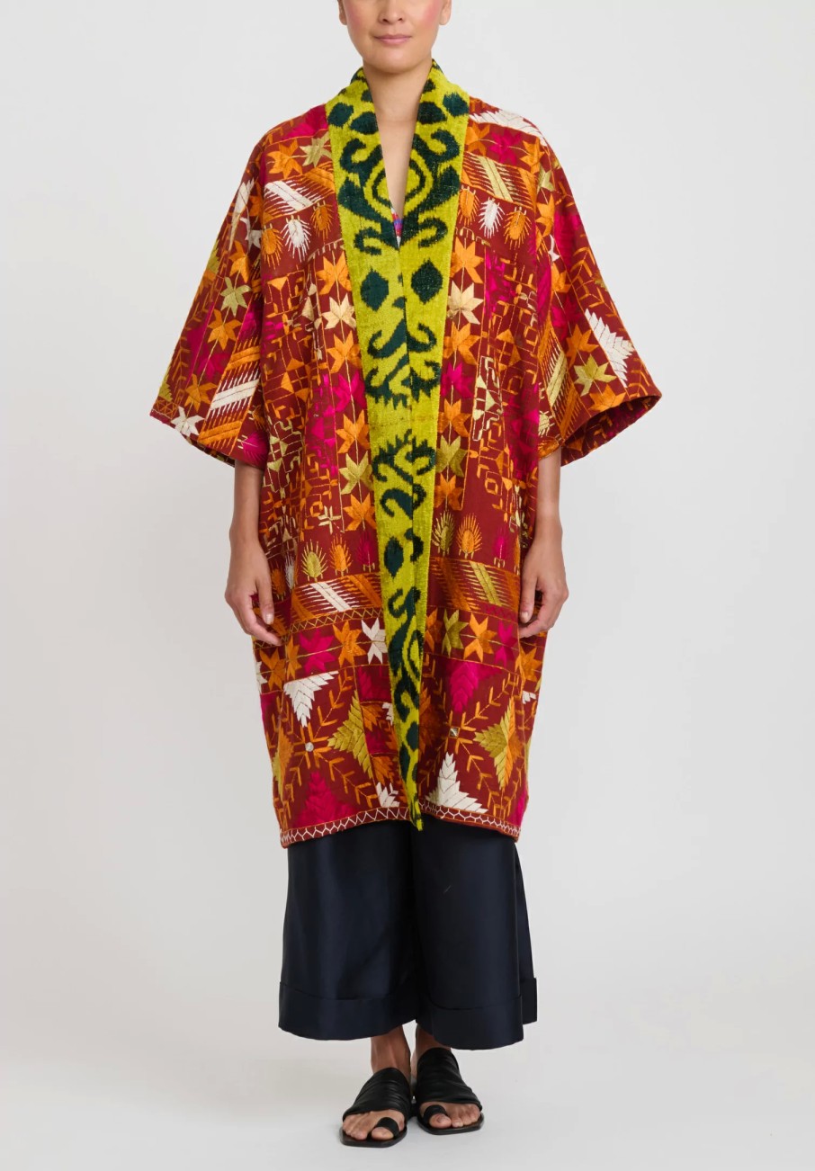 Rianna + Nina One Of A Kind | One-Of-A-Kind Indian Phulkari Coat With Uzbeck Trim