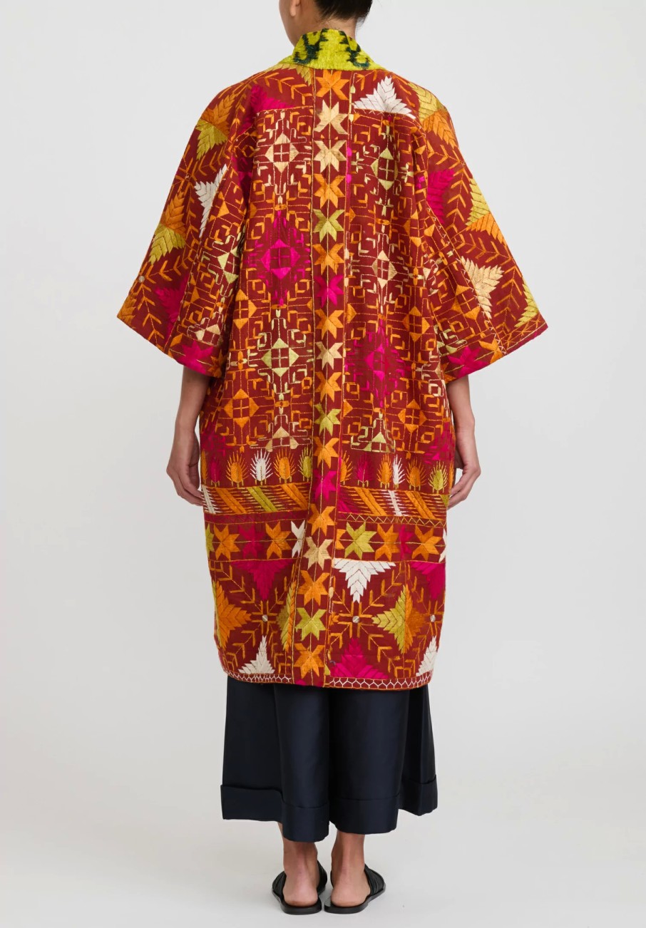 Rianna + Nina One Of A Kind | One-Of-A-Kind Indian Phulkari Coat With Uzbeck Trim