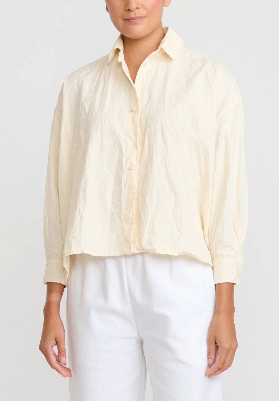 Daniela Gregis Shirts & Blouses | Washed Cotton Camicia Uomo Larga Cortissima Lavata Shirt In Panna Cream