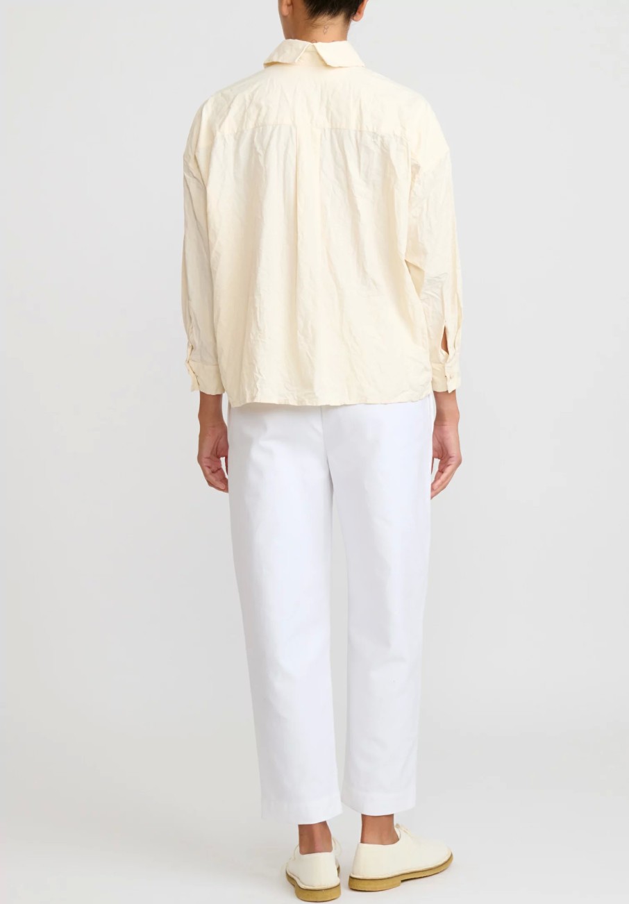 Daniela Gregis Shirts & Blouses | Washed Cotton Camicia Uomo Larga Cortissima Lavata Shirt In Panna Cream