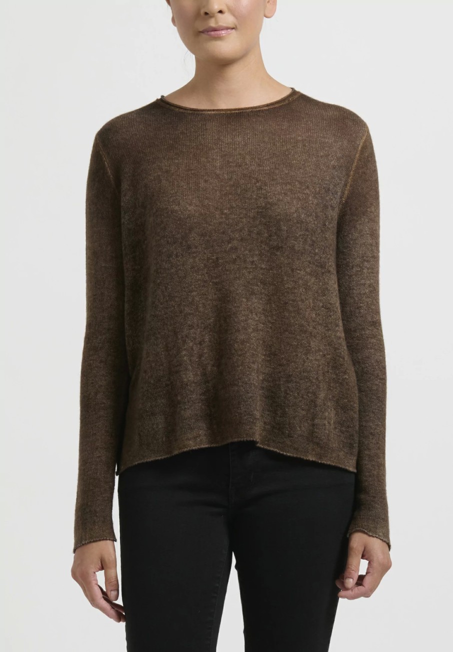 Avant Toi Knitwear | Hand-Painted Cashmere Leggero Sweater In Nero Cioccolato Brown