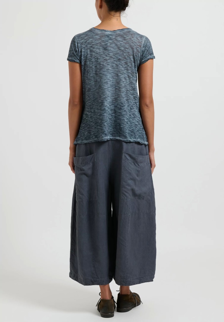 Gilda Midani Pants | Solid Linen & Silk Egg Pants In Steel Blue