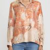 Bokja Shirts & Blouses | Silk Twill Jeanne Z Shirt In Orange & Peach