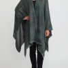 Avant Toi Ponchos | Hand-Painted Cashmere & Silk Off-Gauge Poncho In Nero Forest Green