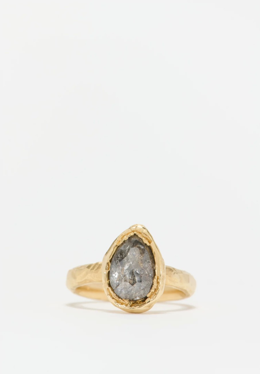 Ellis Mhairi Cameron Rings | 14K, Salt & Pepper Pear Cut Diamond Ring