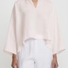 Shi Cashmere Tops | Short Linen Top In Pale Pink