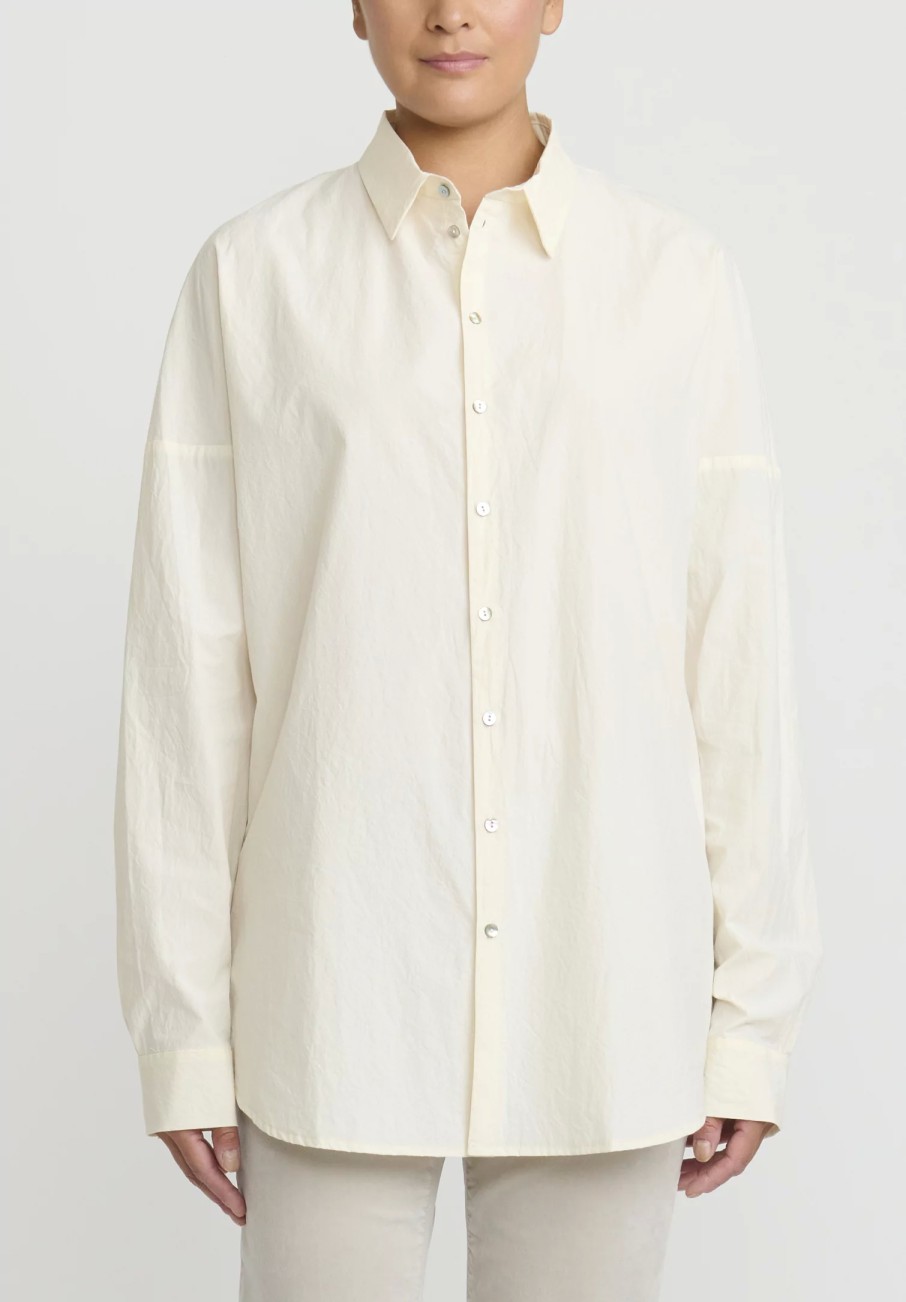 Album di Famiglia Shirts & Blouses | Wrinkled Cotton Collar Shirt In Natural