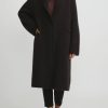 Boboutic Coats & Dusters | Cashmere & Silk Long Coat In Dark Brown