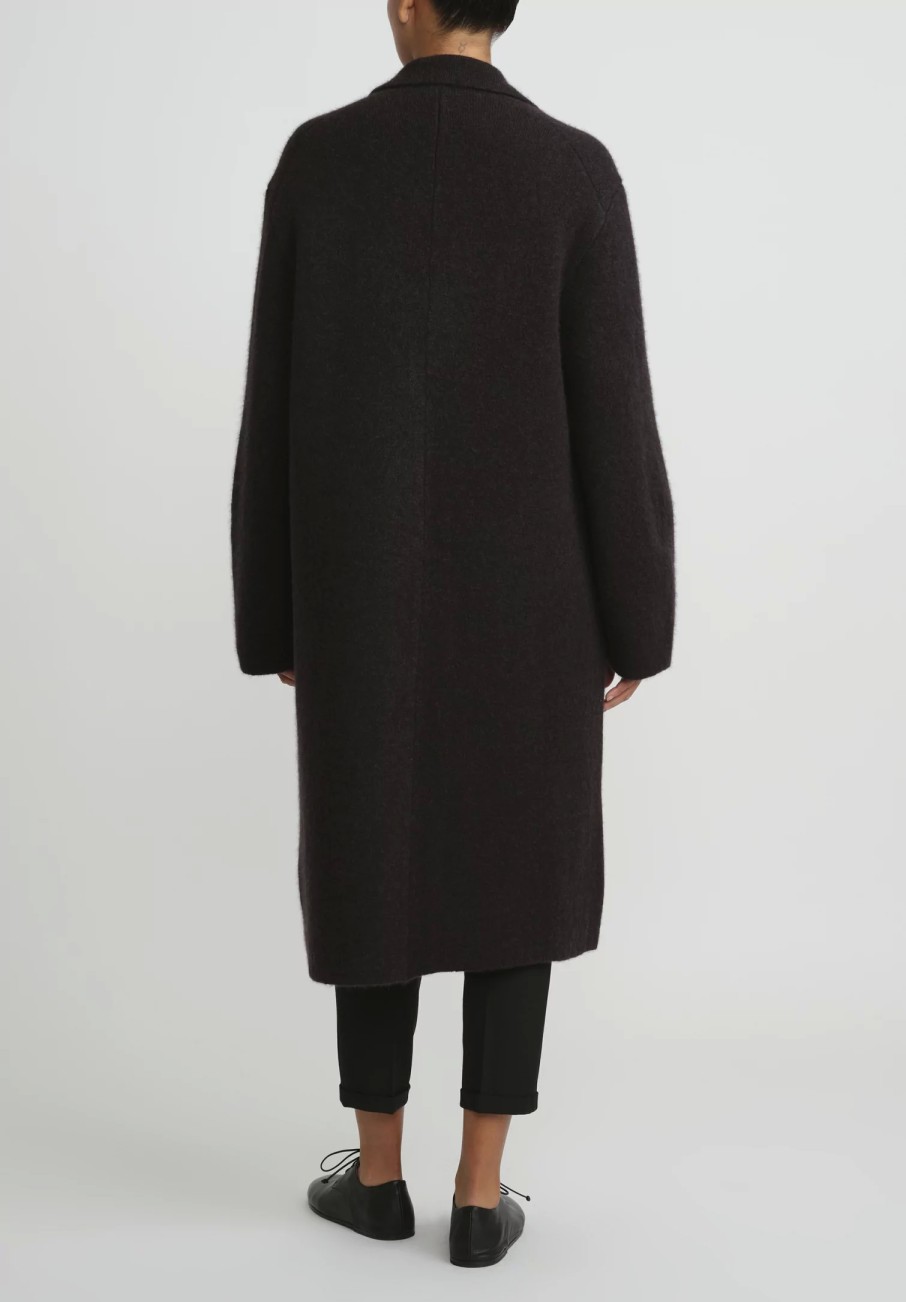 Boboutic Coats & Dusters | Cashmere & Silk Long Coat In Dark Brown