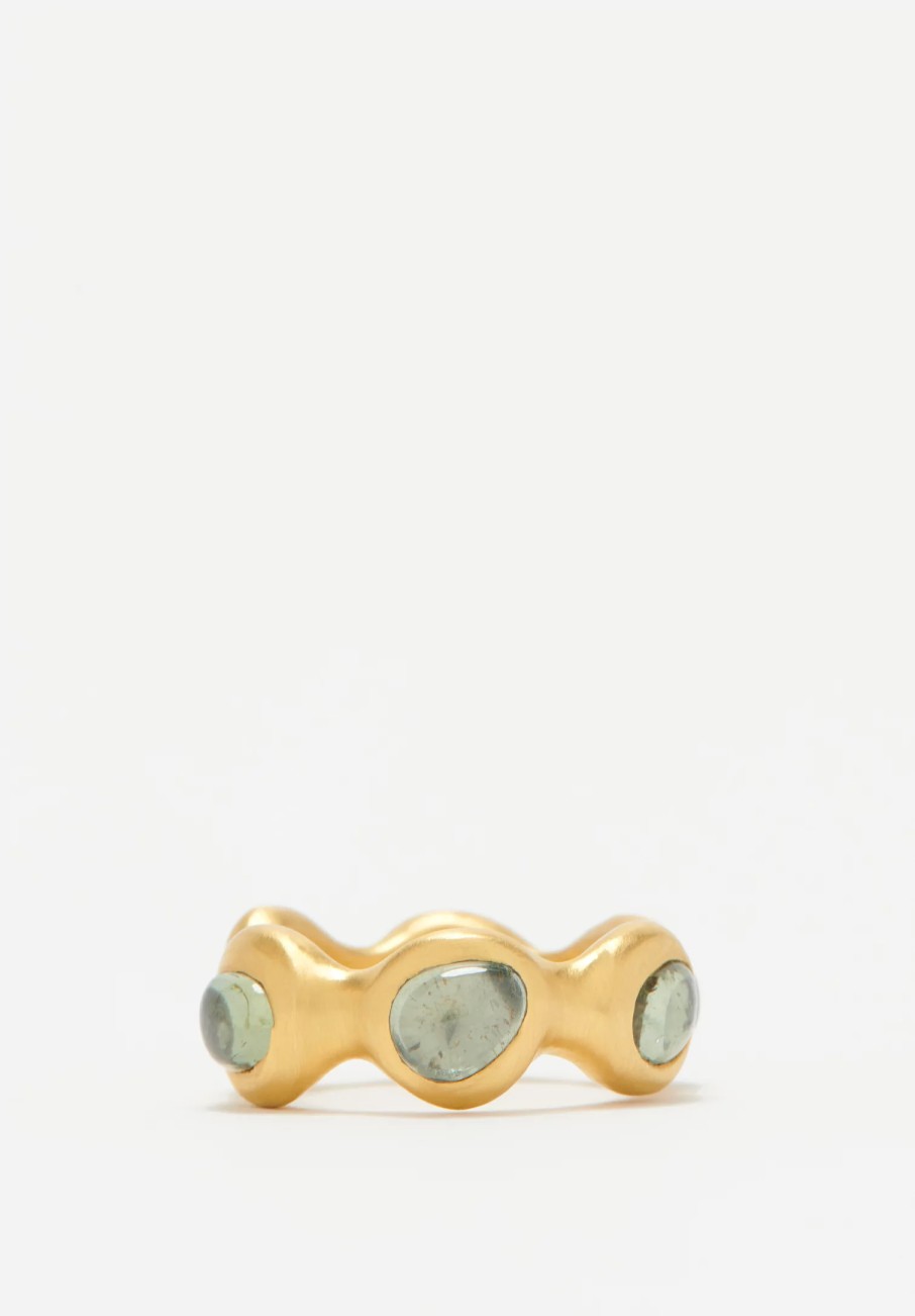 Prounis Rings | 22K, Green Tumbled Sapphire Breccia Ring