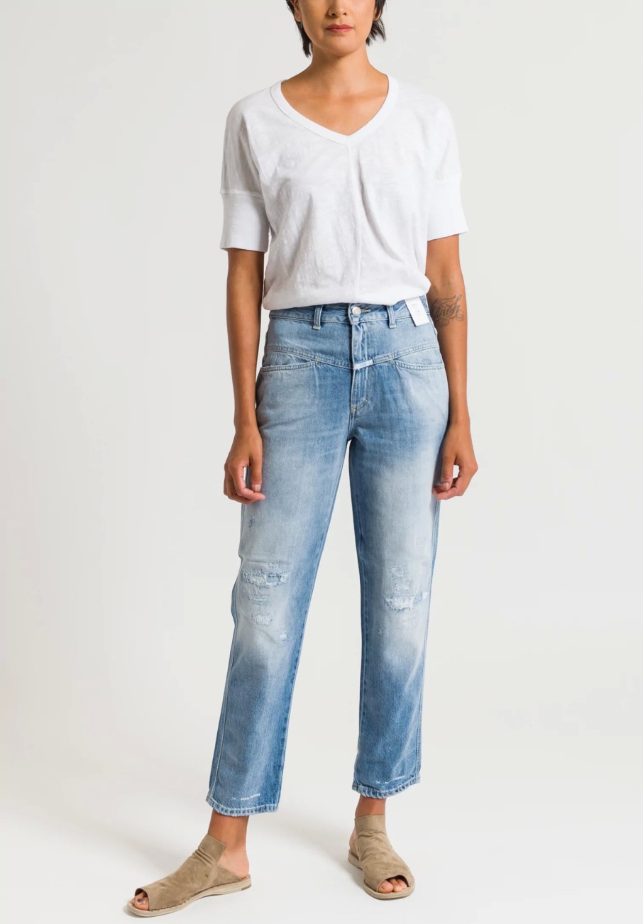 Closed Denim | Pedal Pusher Distressed Jeans In Vintage