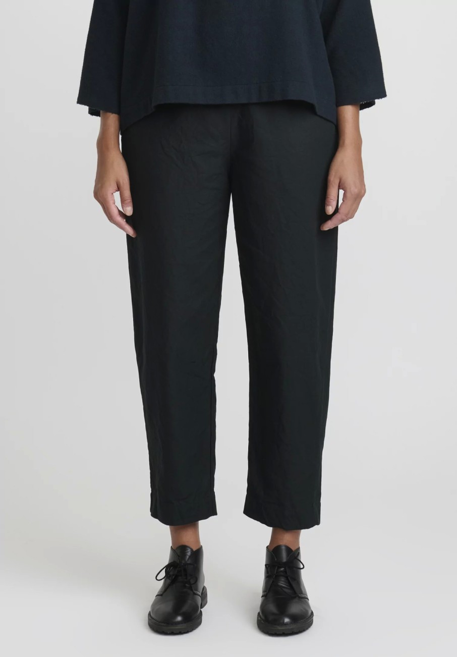 Daniela Gregis Pants | Washed Cotton Twill Sigaretta Elastico Pants In Nero Black