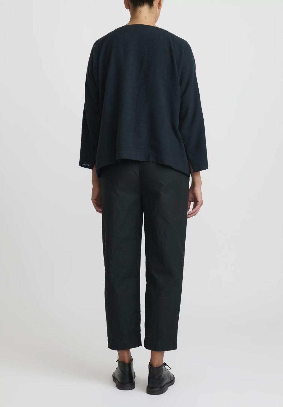 Daniela Gregis Pants | Washed Cotton Twill Sigaretta Elastico Pants In Nero Black