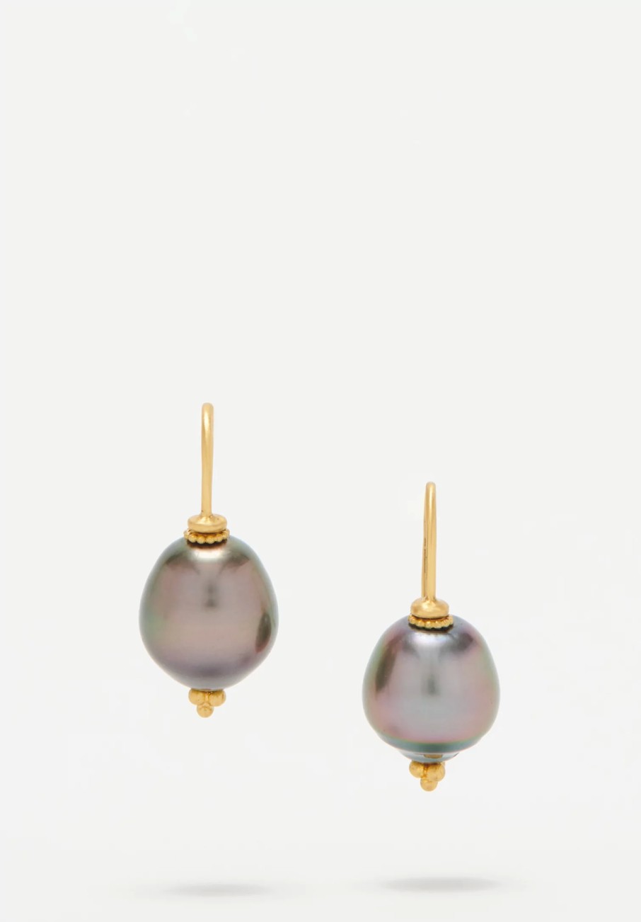 Prounis Earrings | 22K, Tahitian Pearl Baby Linea Earrings