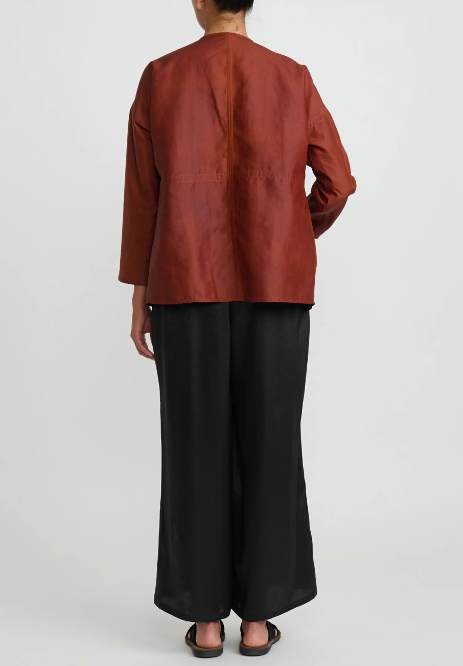 Noir Handmade Jackets | Mud Silk Short Jacket In Rust Brown