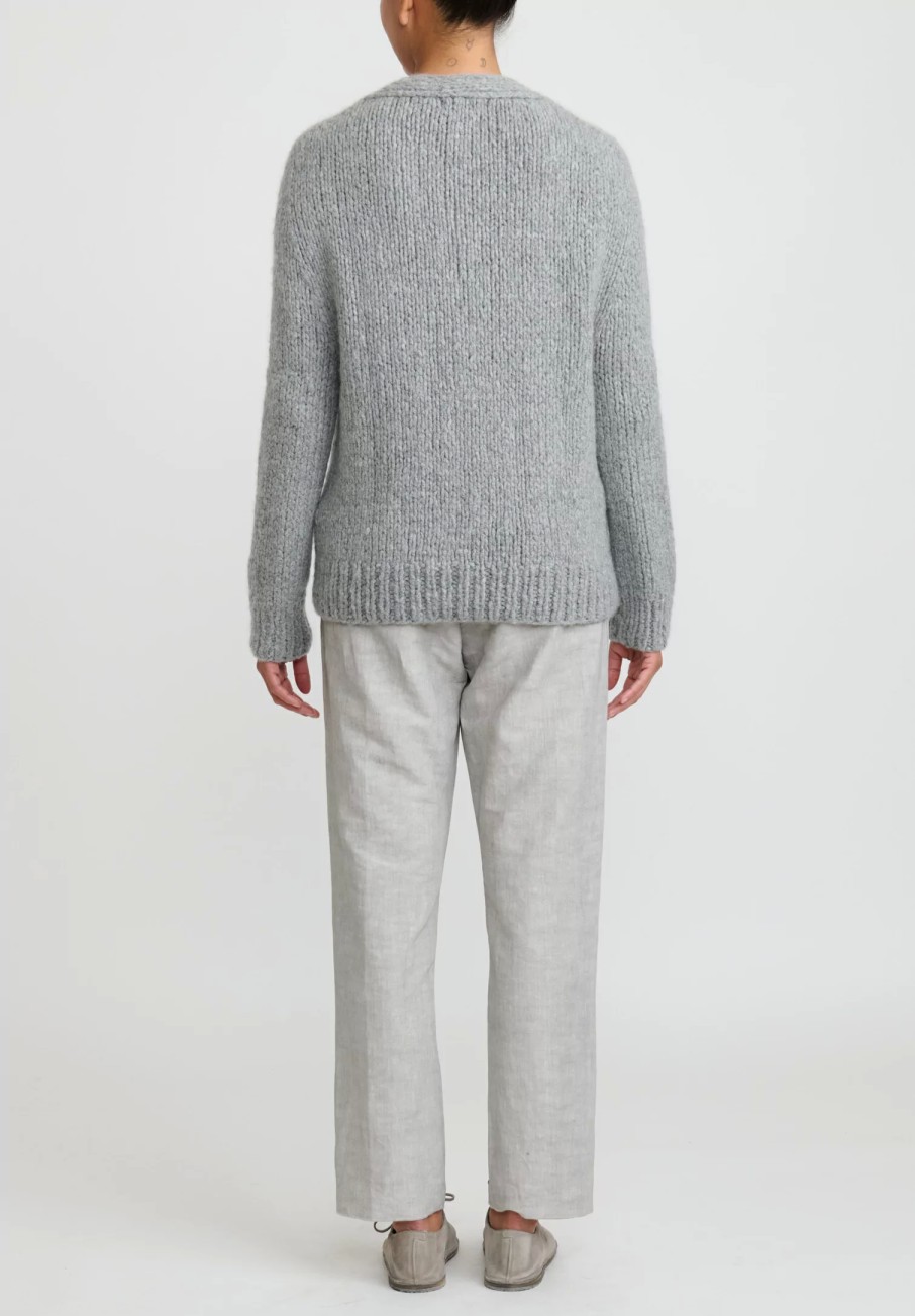 Wommelsdorff Knitwear | Hand Knit Cashmere & Silk Luna Cardigan In Chinese Heather Grey