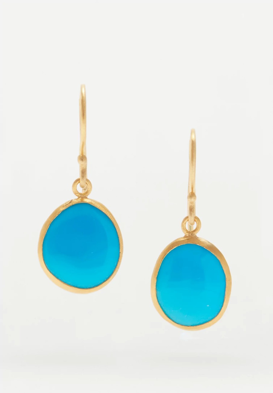 Lika Behar Earrings | 24K, ''Karin'' Sleeping Beauty Turquoise Earrings