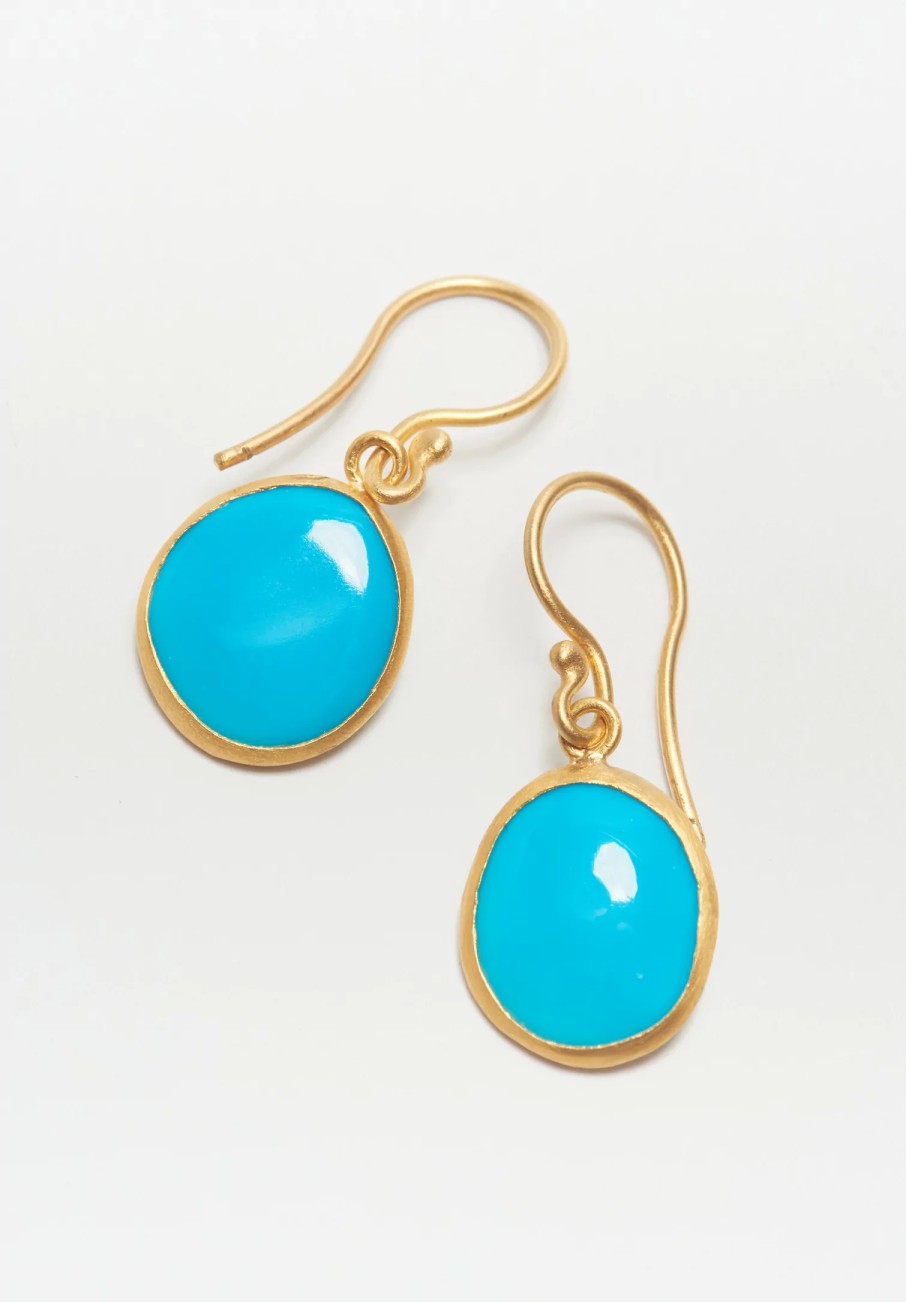 Lika Behar Earrings | 24K, ''Karin'' Sleeping Beauty Turquoise Earrings