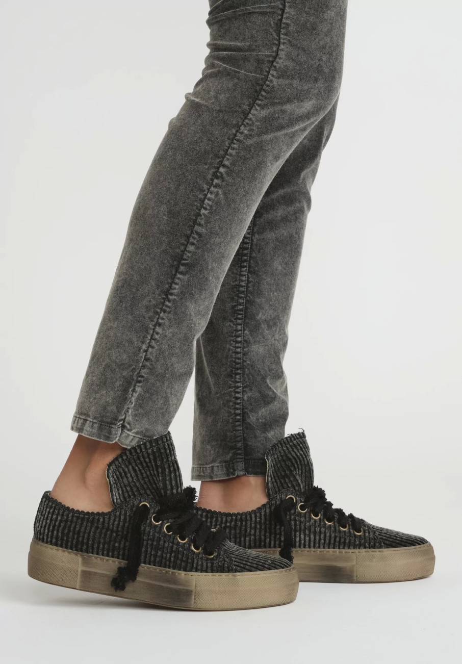 Uma Wang Sneakers | Cotton Velvet Striped Low Tennis Shoes In Dark Grey