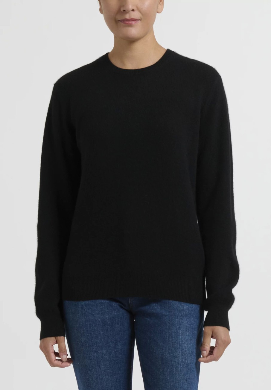 Frenckenberger Knitwear | Cashmere Mini Round Neck Sweater In Black