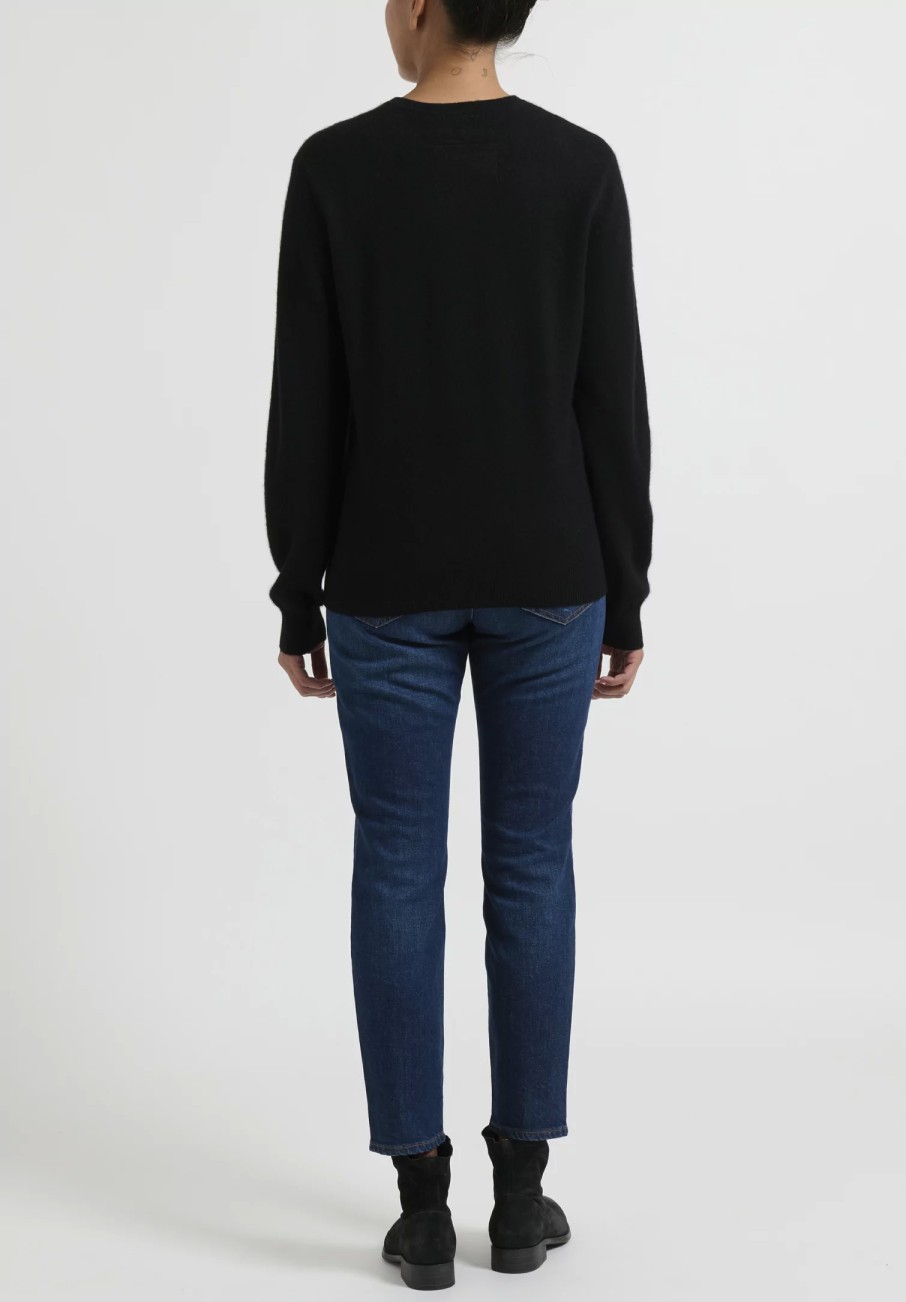 Frenckenberger Knitwear | Cashmere Mini Round Neck Sweater In Black