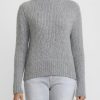 Wommelsdorff Knitwear | Hand Knit Cashmere High Neck Willow Sweater In Chine Grey