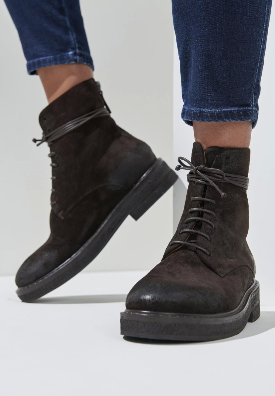 Marsèll Boots | Suede Parrucca Combat Boots In Moro Brown