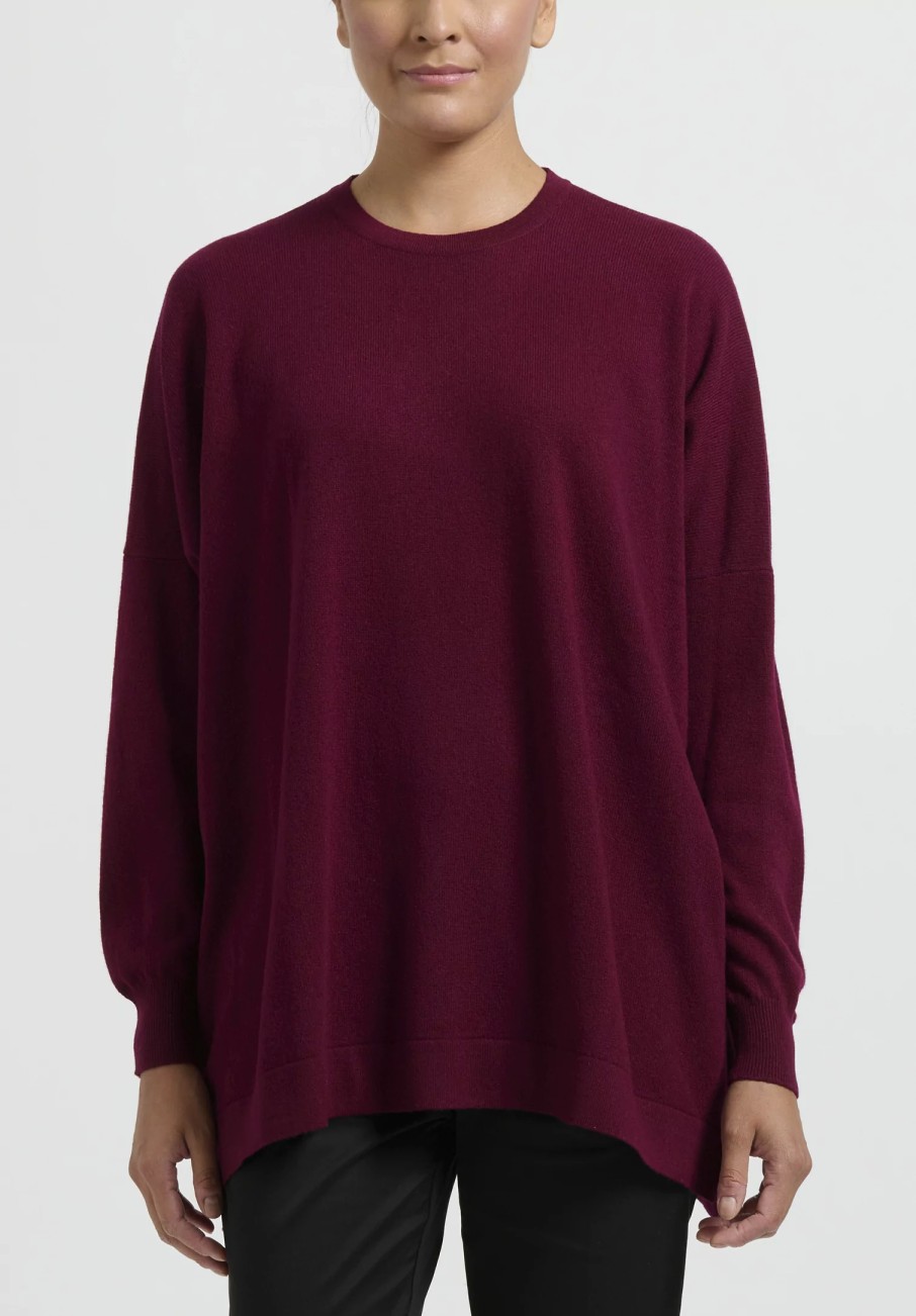 Hania New York Knitwear | Cashmere Marley Crewneck Sweater In Pompeii Red