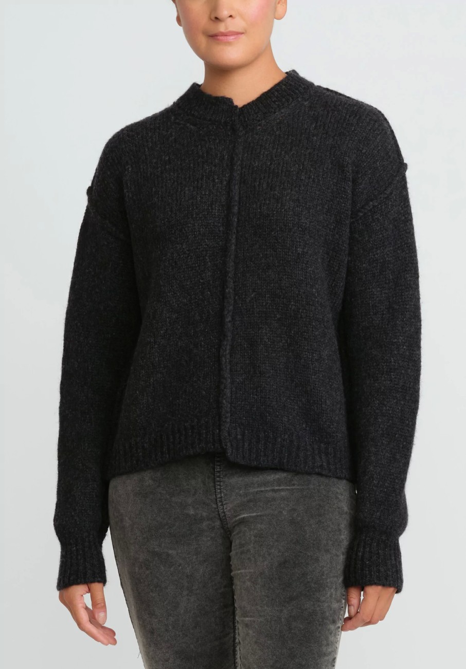 Uma Wang Knitwear | Split Seam Sweater In Dark Grey