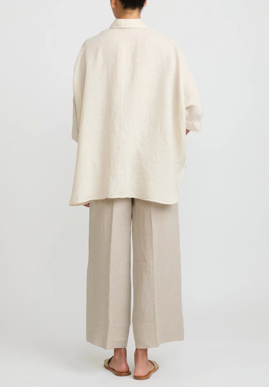 Antonelli Shirts & Blouses | Linen Oversized Carambola Shirt In Beige Natural