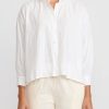 Daniela Gregis Shirts & Blouses | Washed Cotton Uomo Larga Corta Note Lavata Shirt In Bianco White