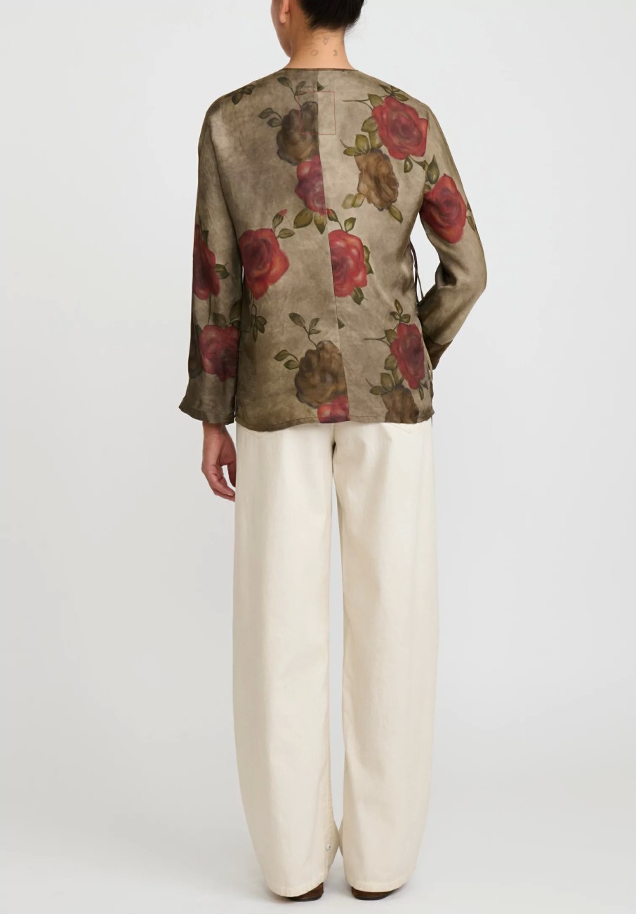 Uma Wang Shirts & Blouses | Moulay Thyme Top In Army Green & Red