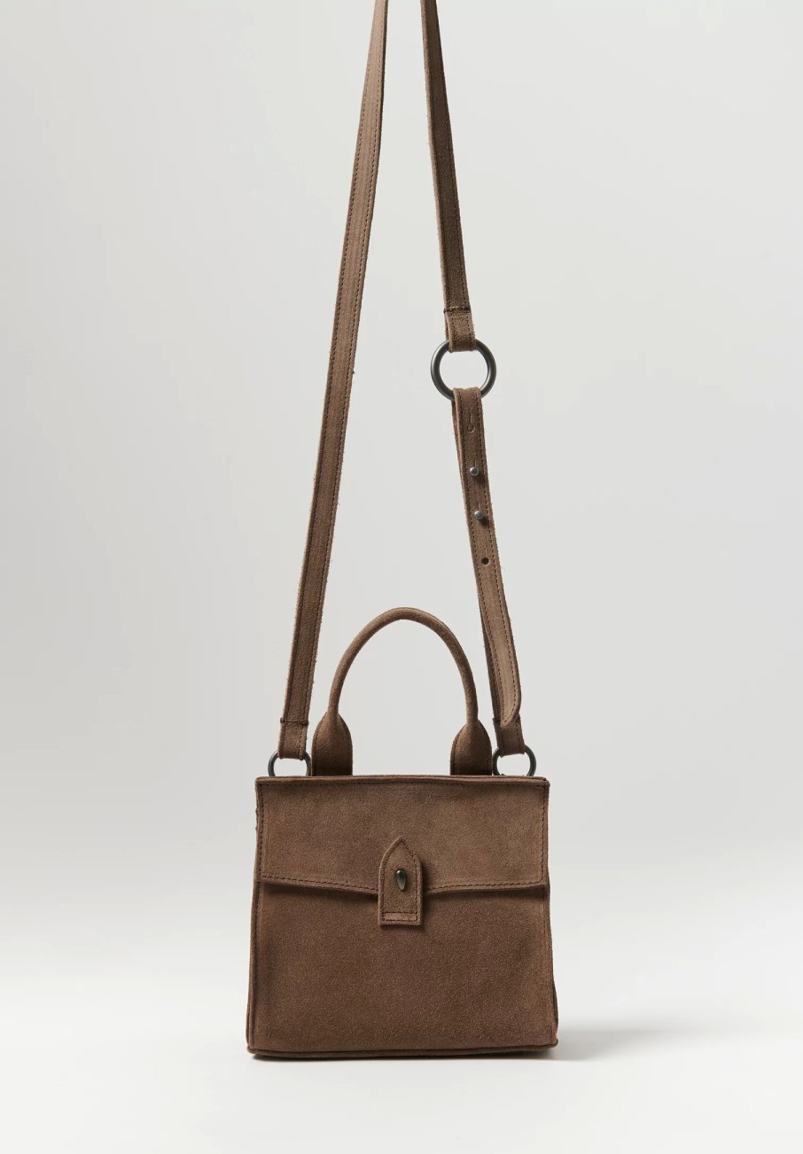 Corîu Handbags | Suede Mini Bitta Crossbody Bag In Taupe