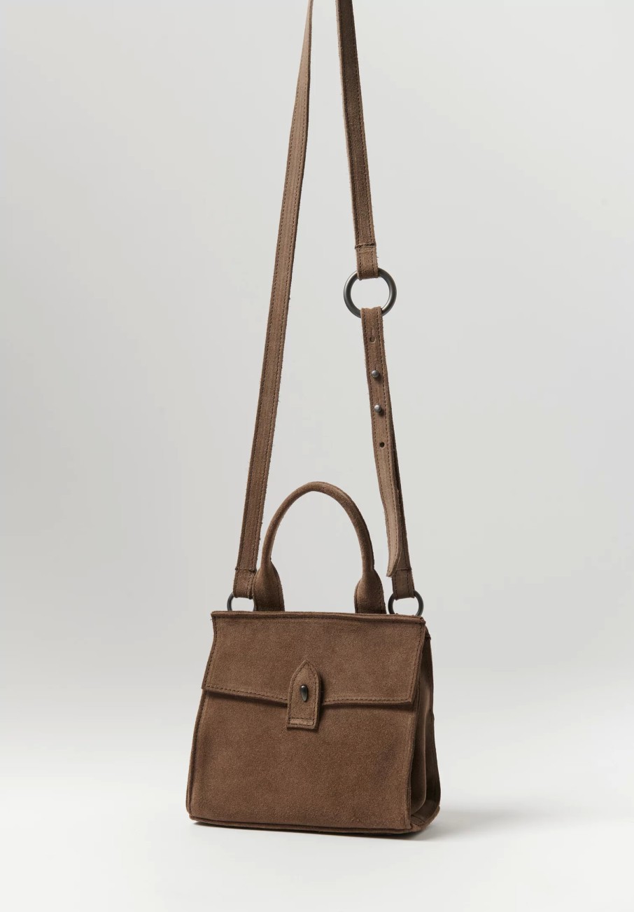 Corîu Handbags | Suede Mini Bitta Crossbody Bag In Taupe