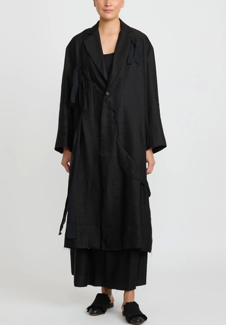 A Tentative Atelier Coats & Dusters | Deconstructed Oversize Judit Twist Coat In Black